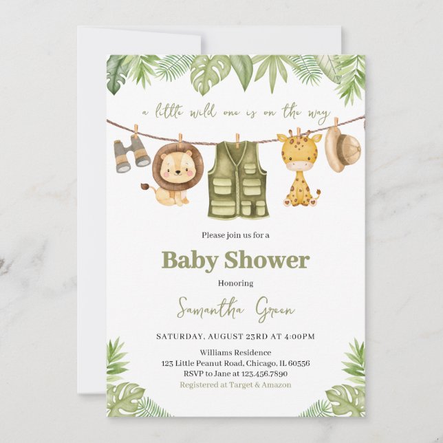 A Little Wild One Baby Shower Invitation (Front)