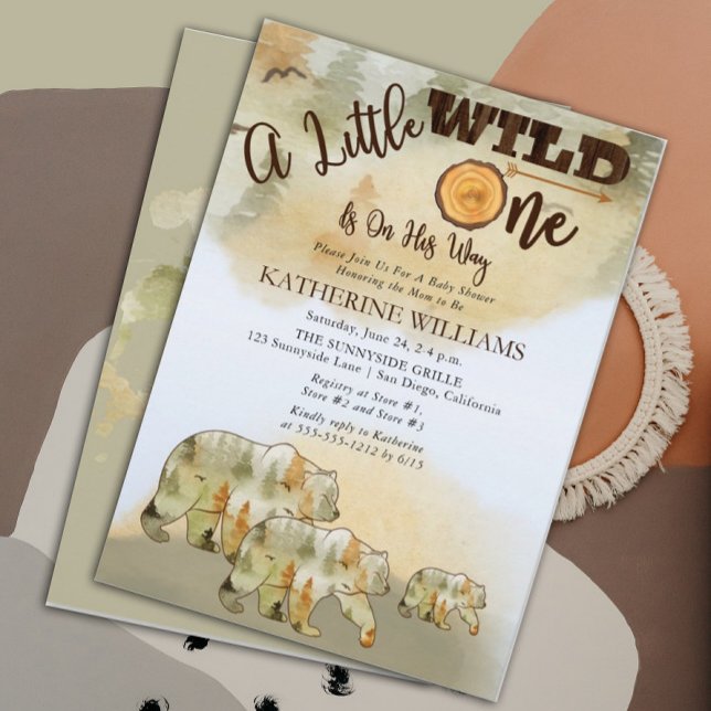 A Little Wild One Bears Woodland Boy Baby Shower Invitation (Creator Uploaded)