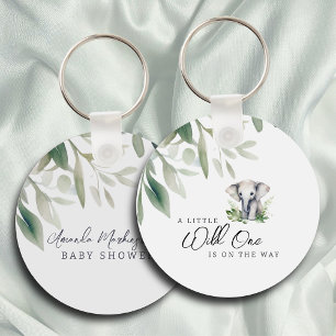 A Little Wild One Elephant Baby Shower Party Key Ring