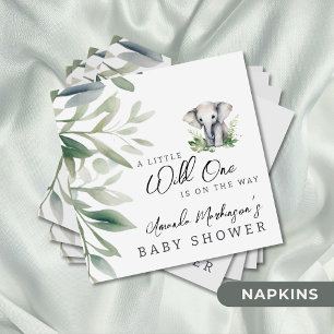 A Little Wild One Elephant Baby Shower Party Napkin