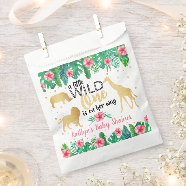 A Little Wild One Is On Her Way Girls Baby Shower Favour Bags (Clipped)