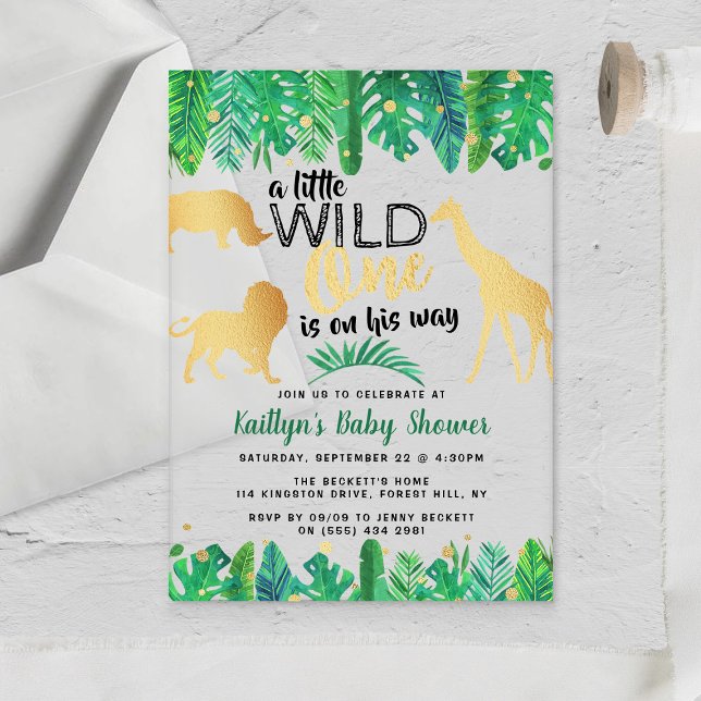 A Little Wild One Is On His Way Boys Baby Shower Acrylic Invitations (Creator Uploaded)
