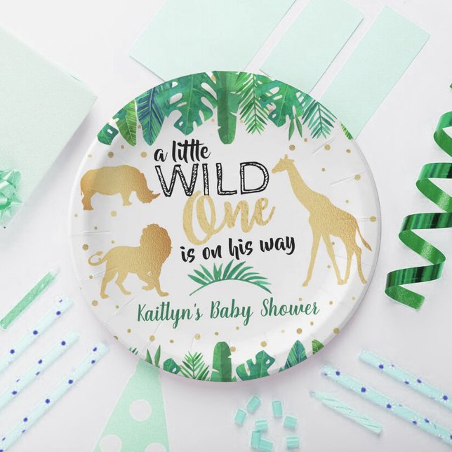 A Little Wild One Is On His Way Boys Baby Shower Paper Plate (Creator Uploaded)