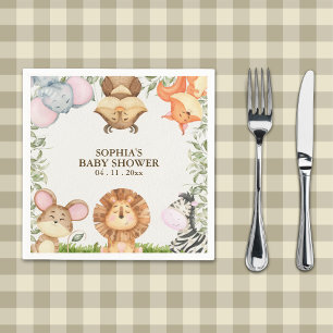 A Little Wild One is on the way - Jungle Animals Napkin
