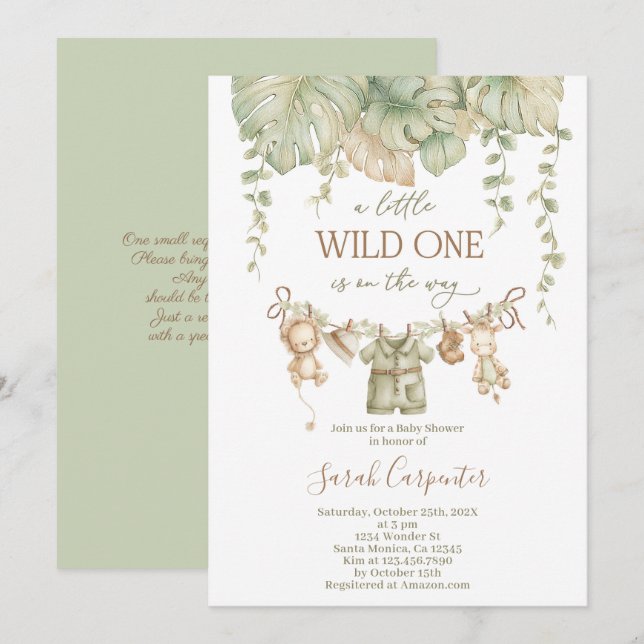 A Little Wild One is on the Way Safari Baby Shower Invitation (Front/Back)