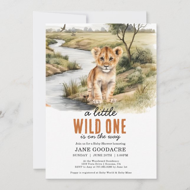 A Little Wild One Safari Animal Baby Shower Invitation (Front)