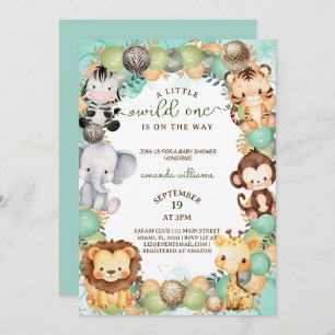 A little wild one safari animal baby shower  invitation