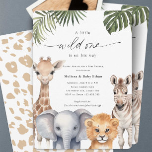 A Little Wild One, Safari Animals Baby Boy Shower Invitation