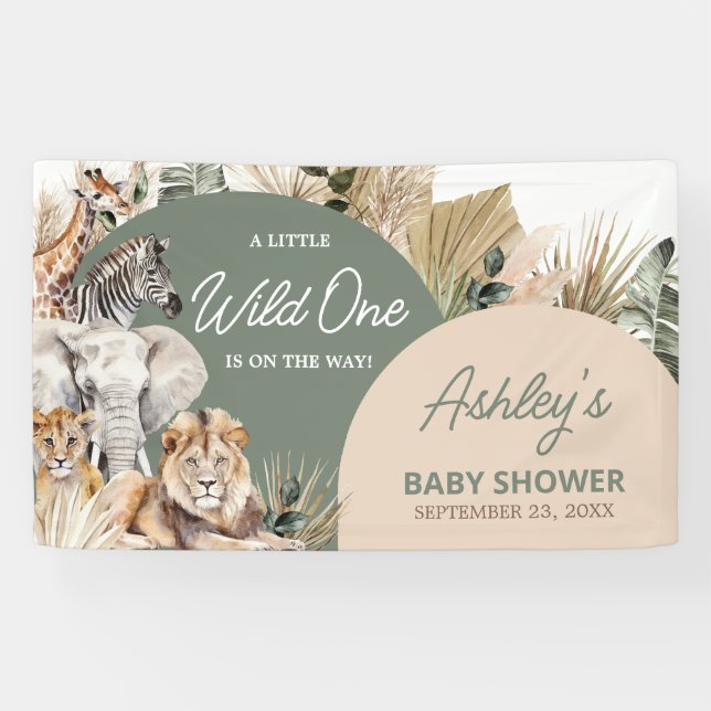 A Little Wild One Safari Animals Baby Shower Banner (Horizontal)