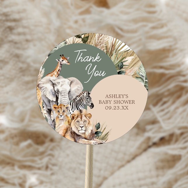 A Little Wild One Safari Animals Baby Shower Classic Round Sticker (A Little Wild One Safari Animals Baby Shower Sticker)