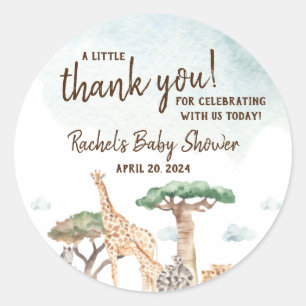 A Little Wild One Safari Animals Baby Shower  Classic Round Sticker