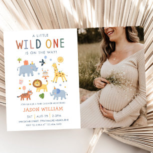 A Little Wild One Safari Animals Baby Shower Photo Invitation