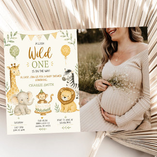 A Little Wild One Safari Animals Baby Shower Photo Invitation