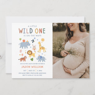 A Little Wild One Safari Animals Baby Shower Photo Invitation