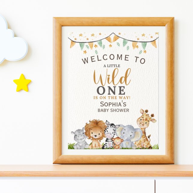 A Little Wild One Safari Animals Baby Shower Poster (Creator Uploaded)