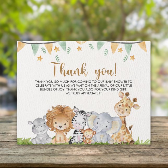 A Little Wild One Safari Animals Baby Shower Thank You Card (Creator Uploaded)