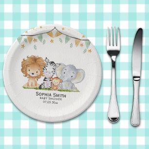 A Little Wild One Safari Animals Paper Plate
