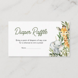 A Little Wild One Safari Baby Shower Diaper Raffle Enclosure Card