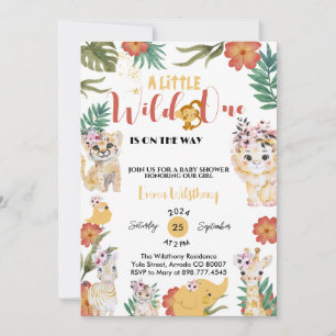 a little wild one safari baby shower  invitation