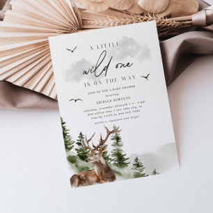 A Little Wild One   Winter Woodland Shower Invitation