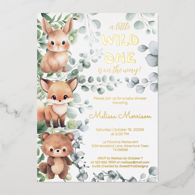 A little Wild One Woodland Baby Boy Shower (Front)
