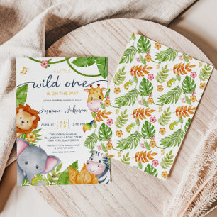 A Little Wild One Zoo Animal Jungle Baby Shower In Invitation