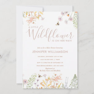 A Little Wildfllower Cute Girl Baby Shower Invitation