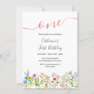 A Little Wildflower 1st Birthday Invitation