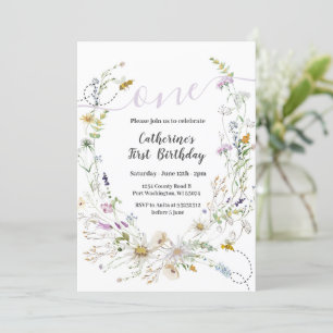 A little Wildflower 1st Birthday  Invitation