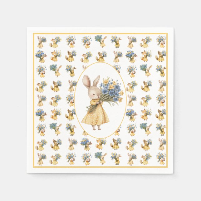A Little Wildflower Animal Baby Shower Napkin (Front)