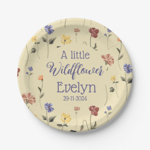 a little wildflower baby girl  paper plate