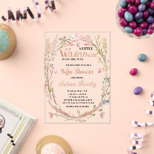 A Little Wildflower Baby Girl Shower  Acrylic Invitations