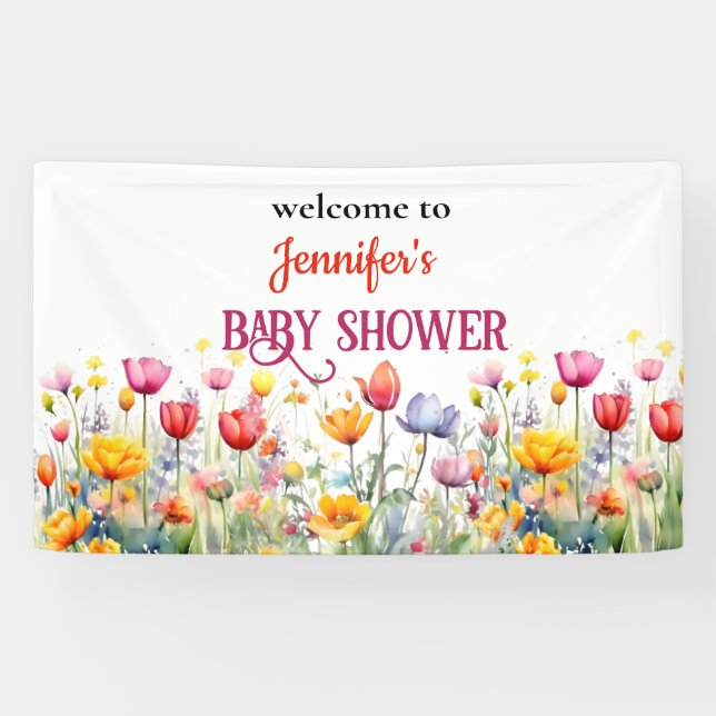 a little wildflower baby girl shower banner (Horizontal)