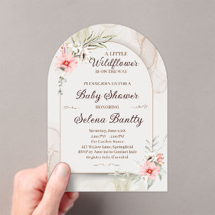 A Little Wildflower Baby Girl Shower Elegant Acrylic Invitations
