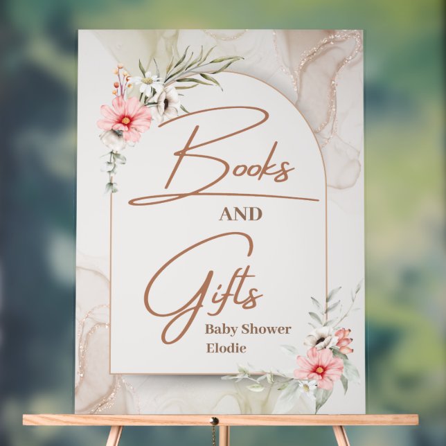 A Little Wildflower Baby Girl Shower Elegant Acrylic Sign (Neutral)