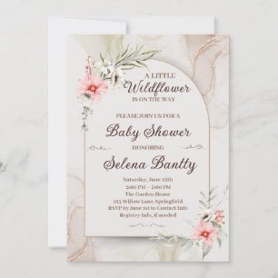 A Little Wildflower Baby Girl Shower Elegant Invitation