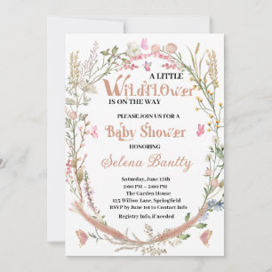 A Little Wildflower Baby Girl Shower  Invitation