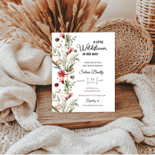 A Little Wildflower Baby Girl Shower Ladybug Invitation