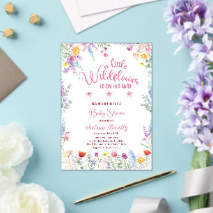 A Little Wildflower Baby Girl Shower Pink Acrylic Invitations