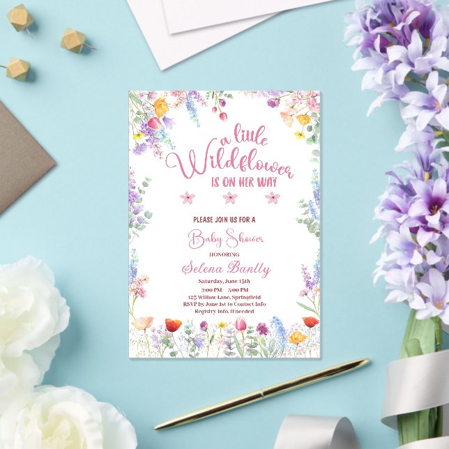 A Little Wildflower Baby Girl Shower Pink Acrylic Invitations (Insitu (Wedding))