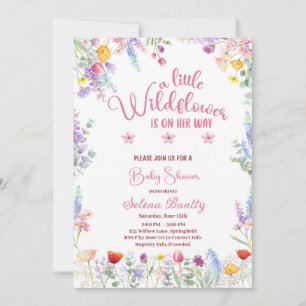 A Little Wildflower Baby Girl Shower Pink Invitation