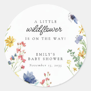 A Little Wildflower Baby Shower Classic Round Sticker