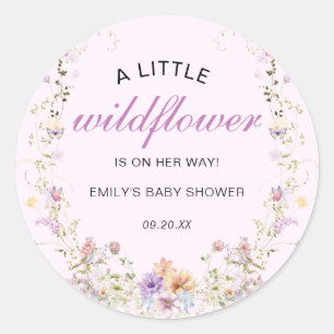 A Little Wildflower Baby Shower  Classic Round Sticker