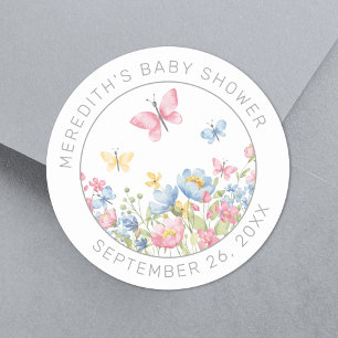 A Little Wildflower Baby Shower Classic Round Sticker