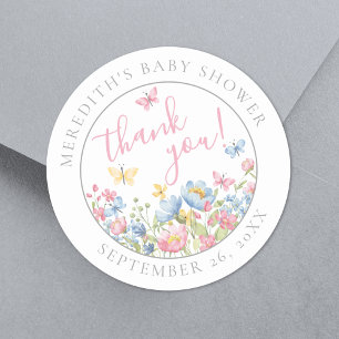 A Little Wildflower Baby Shower Classic Round Sticker