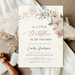 A Little Wildflower Baby Shower Elegant Floral Invitation