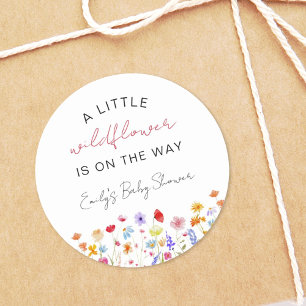 A Little Wildflower Baby Shower In Bloom Floral Classic Round Sticker