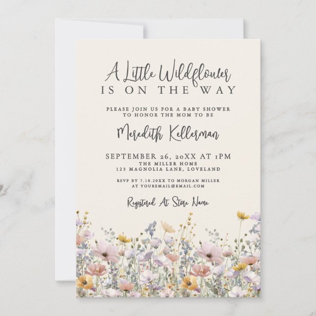 A Little Wildflower Baby Shower Invitation (Front)