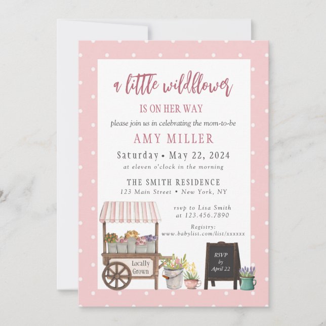 A Little Wildflower Baby Shower Invitation (Front)