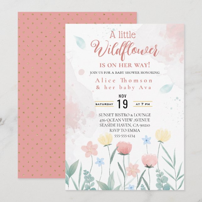 a little wildflower baby shower invitation (Front/Back)